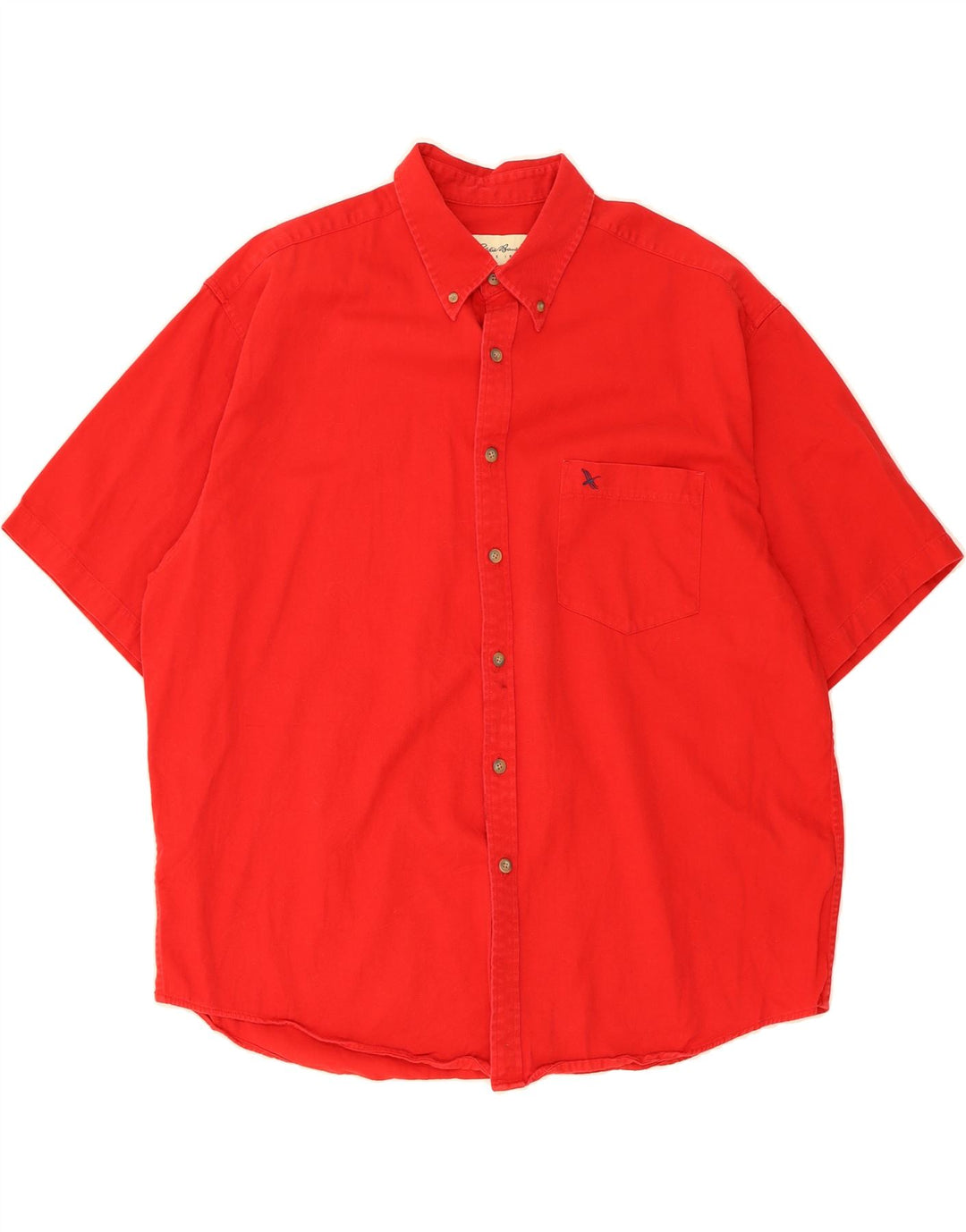 EDDIE BAUER Mens Short Sleeve Shirt XL Red Cotton Vintage Eddie Bauer and Second-Hand Eddie Bauer from Messina Hembry 