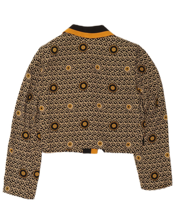 Vintage skraćena ženska jakna sa 3 gumba UK 8 Mala crna cvjetna