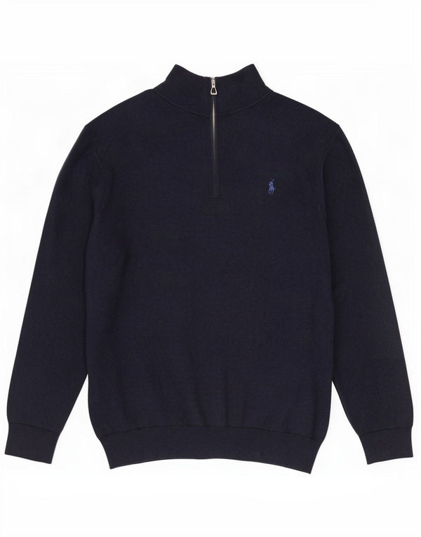 Polo Ralph Lauren muški džemper s izrezom s patentnim zatvaračem XL tamnoplavi pamuk