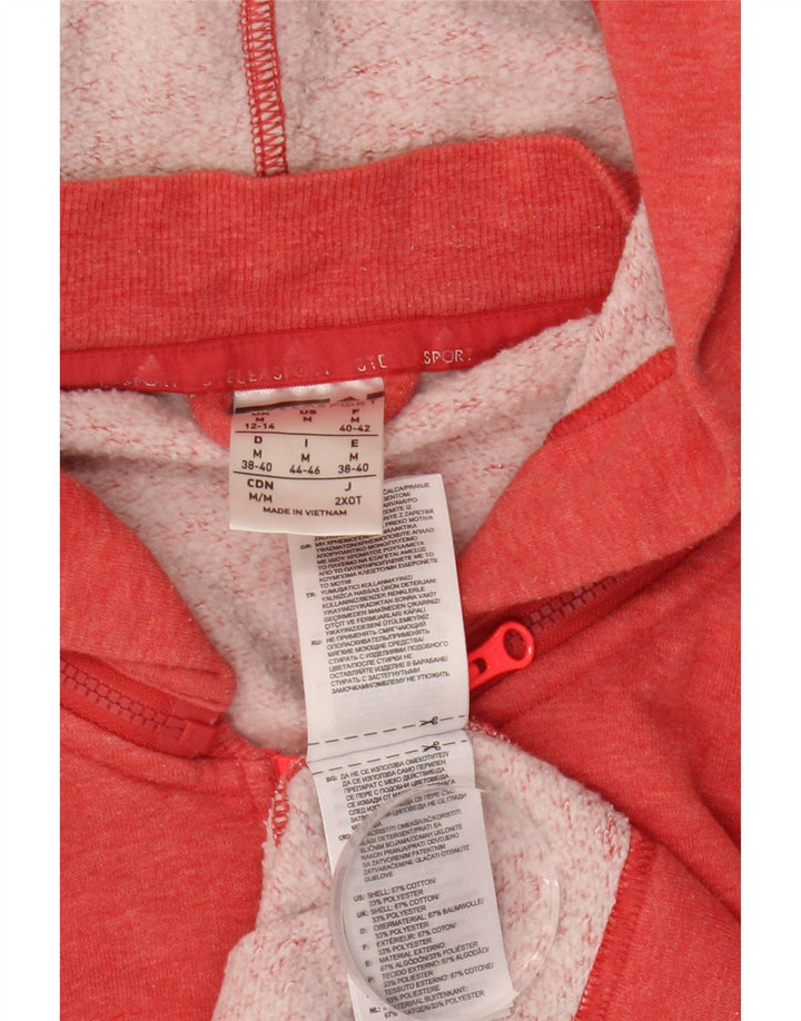 ADIDAS ženski prekomjerni pulover s kapuljačom na patentni zatvarač UK 12/14 srednje ružičasti pamuk