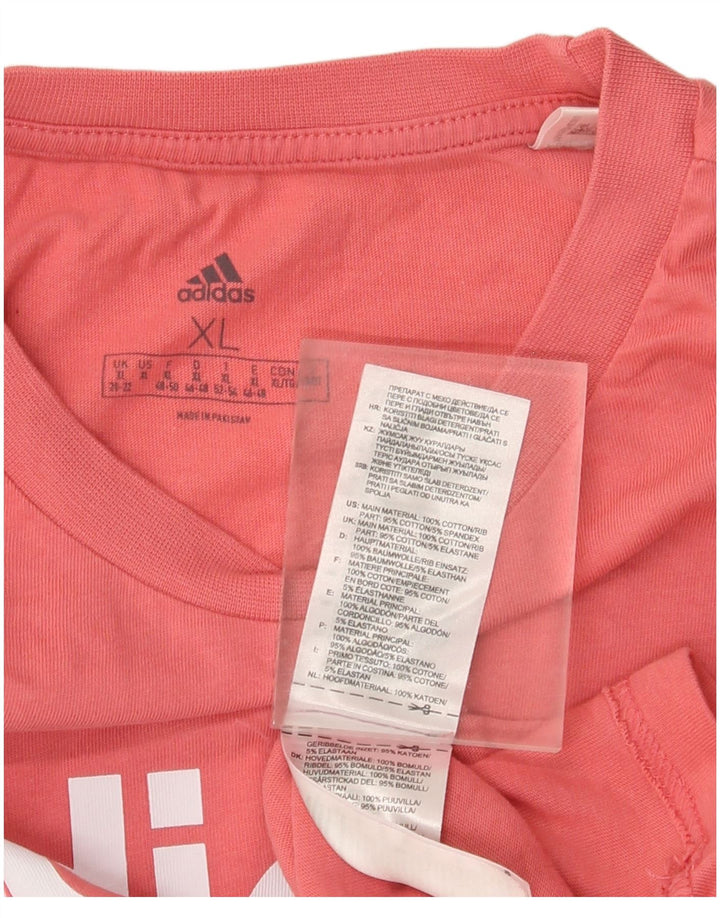 ADIDAS Ženska grafička majica kratkih rukava UK 20/22 XL, ružičasti pamuk
