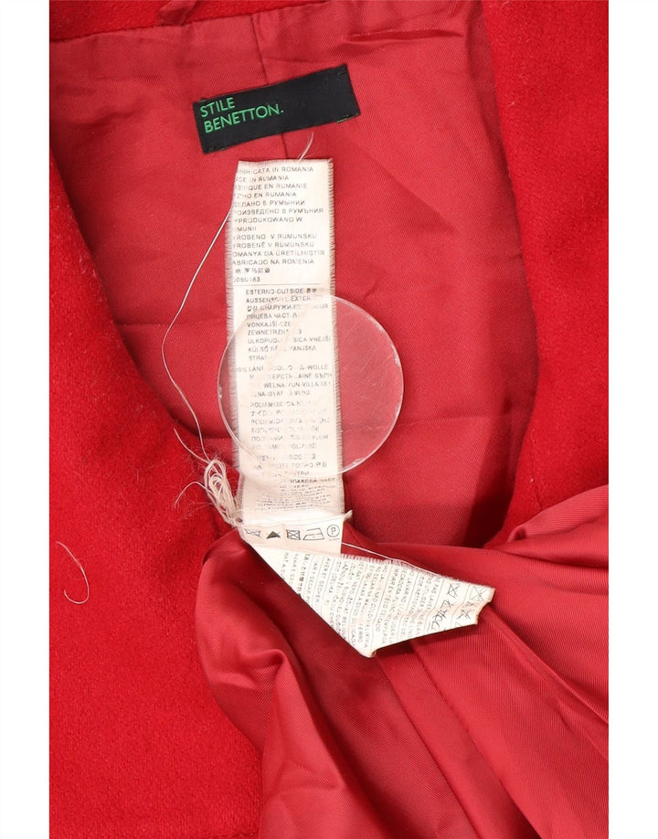 Benetton ženski kaput s dvorednim kopčanjem UK 14 srednje crvene vune