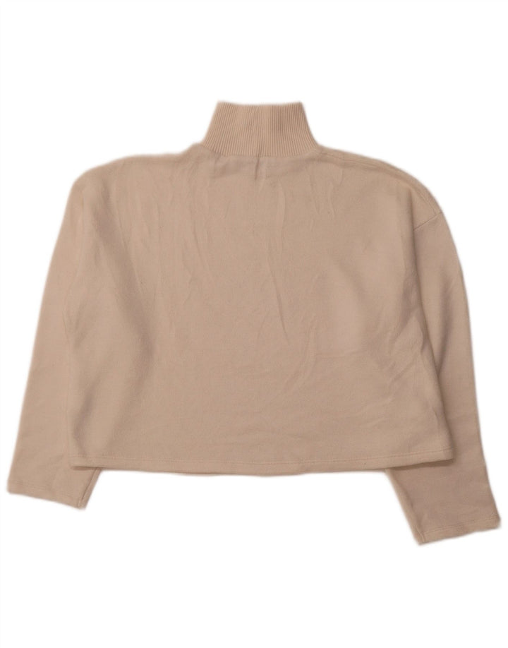ZARA Womens Crop Turtle Neck Jumper Sweater UK 14 Medium White Polyester