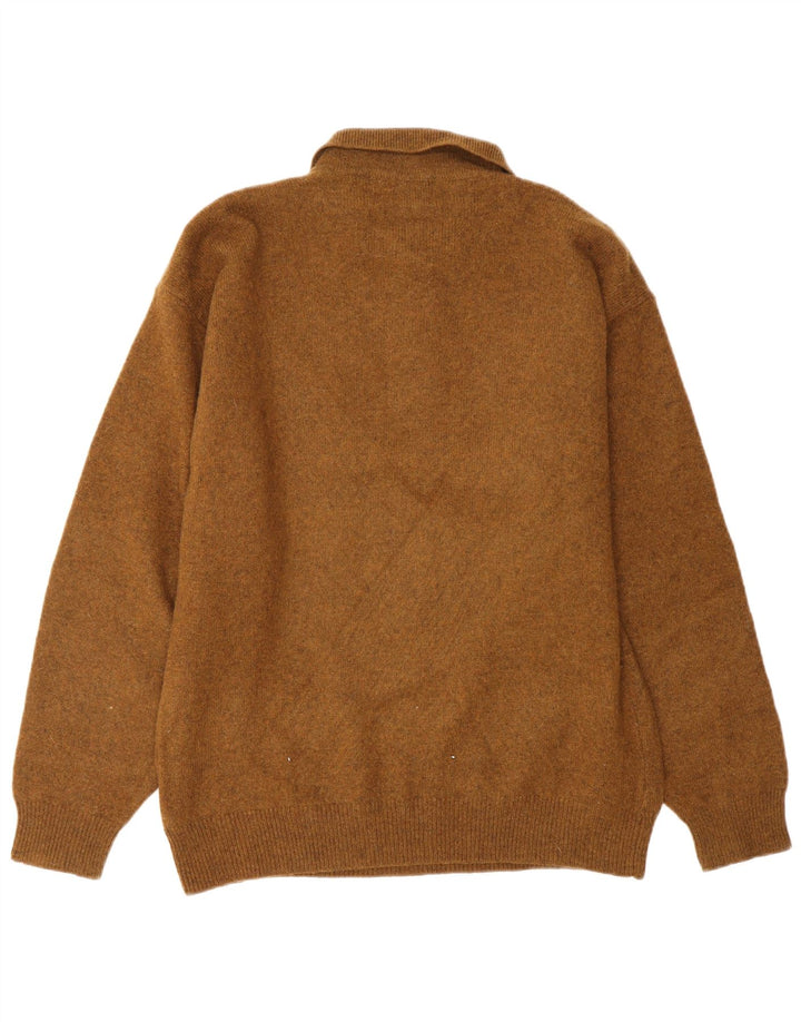 VINTAGE muški pulover s polo ovratnikom IT 48 Small Brown Argyle/Diamond