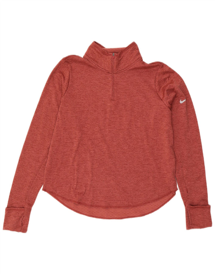 Nike Ženska trenirka Dri Fit Zip Neck Pulover Top UK 16 Large Red Flecked