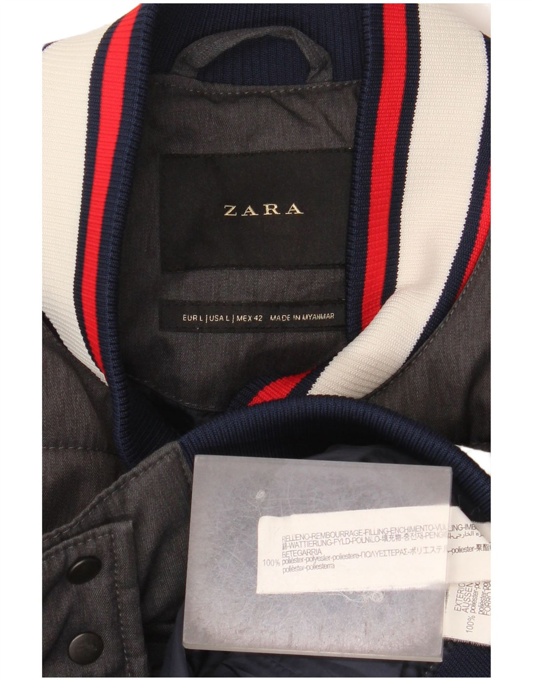 Zara muška podstavljena jakna UK 40 veliki sivi poliester
