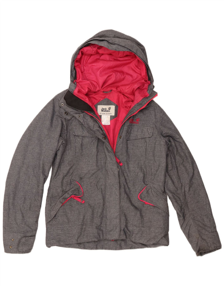 Jack Wolfskin ženska jakna s kapuljačom UK 10 Mala siva poliester