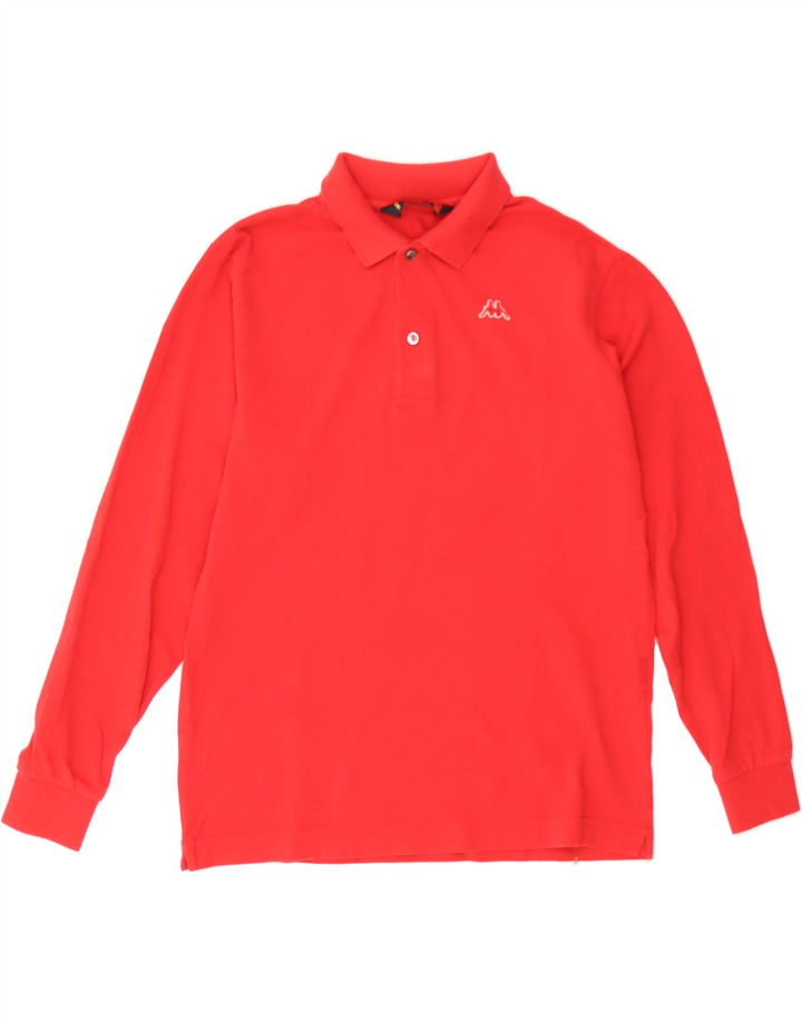 KAPPA Mens Long Sleeve Polo Shirt Small Red Cotton Vintage Kappa and Second-Hand Kappa from Messina Hembry 