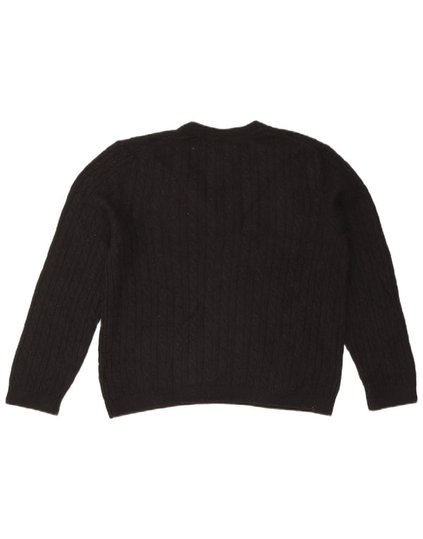 TOMMY HILFIGER Ženski džemper s V-izrezom UK 14 Srednji crni najlon