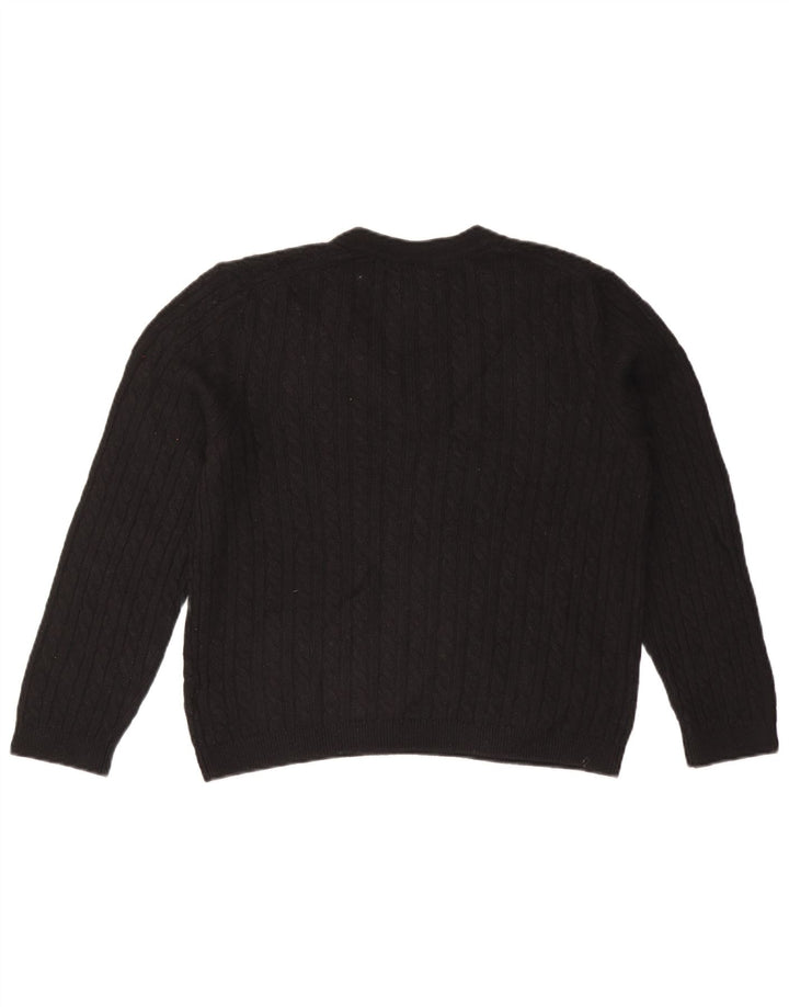 TOMMY HILFIGER Ženski džemper s V-izrezom UK 14 Srednji crni najlon