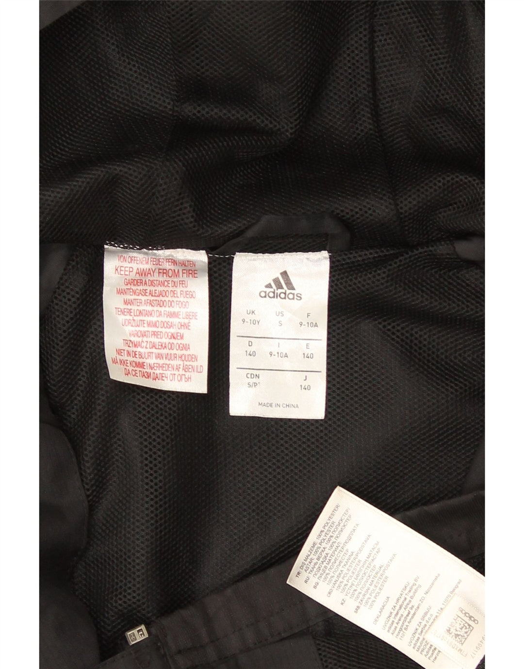 Adidas kišna jakna s kapuljačom za dječake 9-10 godina, crna poliester