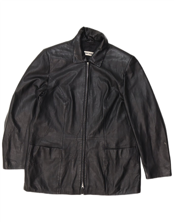 GERRY WEBER Ženski kožni kaput UK 16 Veliki crni kožni