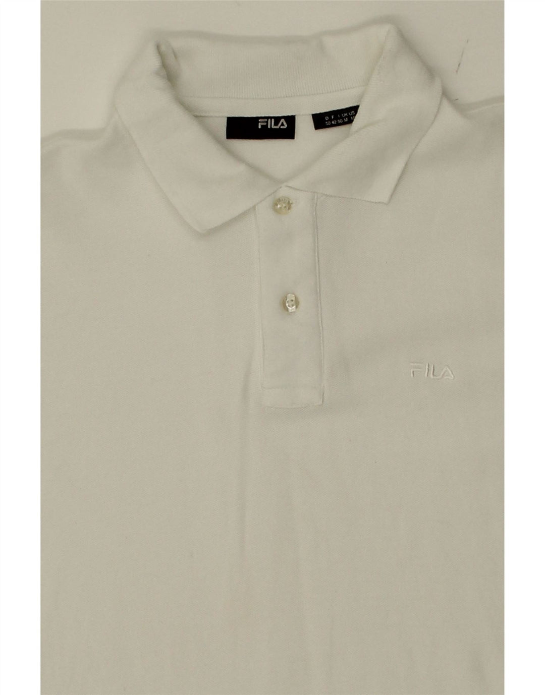 FILA Mens Polo Shirt Medium White Cotton Vintage Fila and Second-Hand Fila from Messina Hembry 