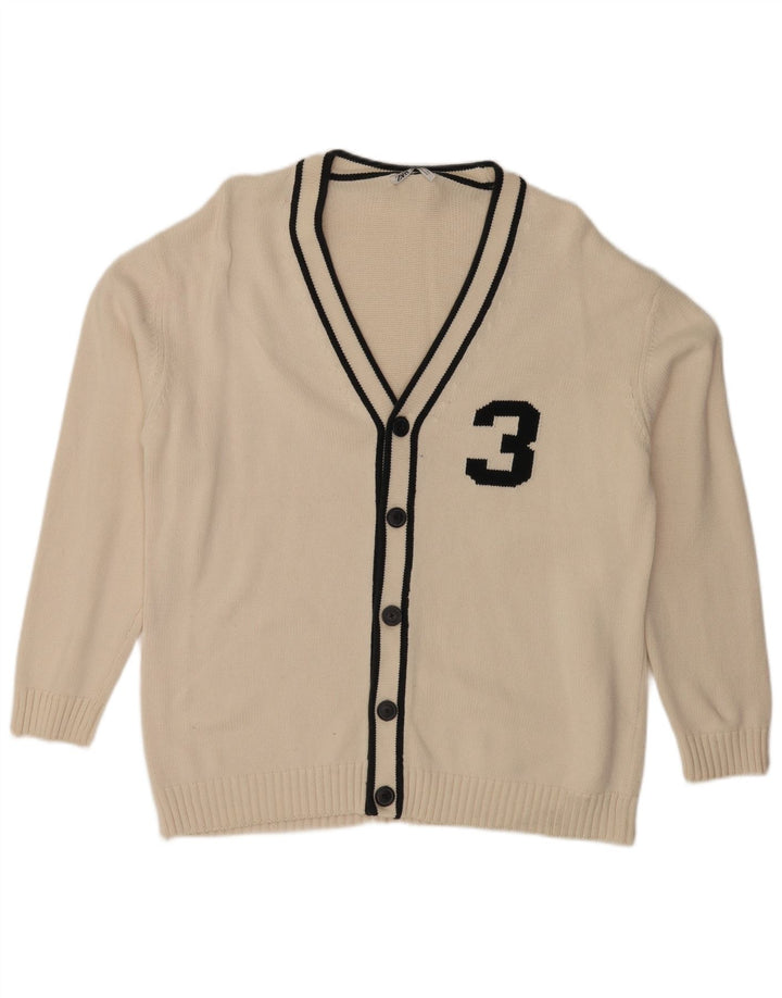 Zara muški grafički kardigan džemper XL bijeli