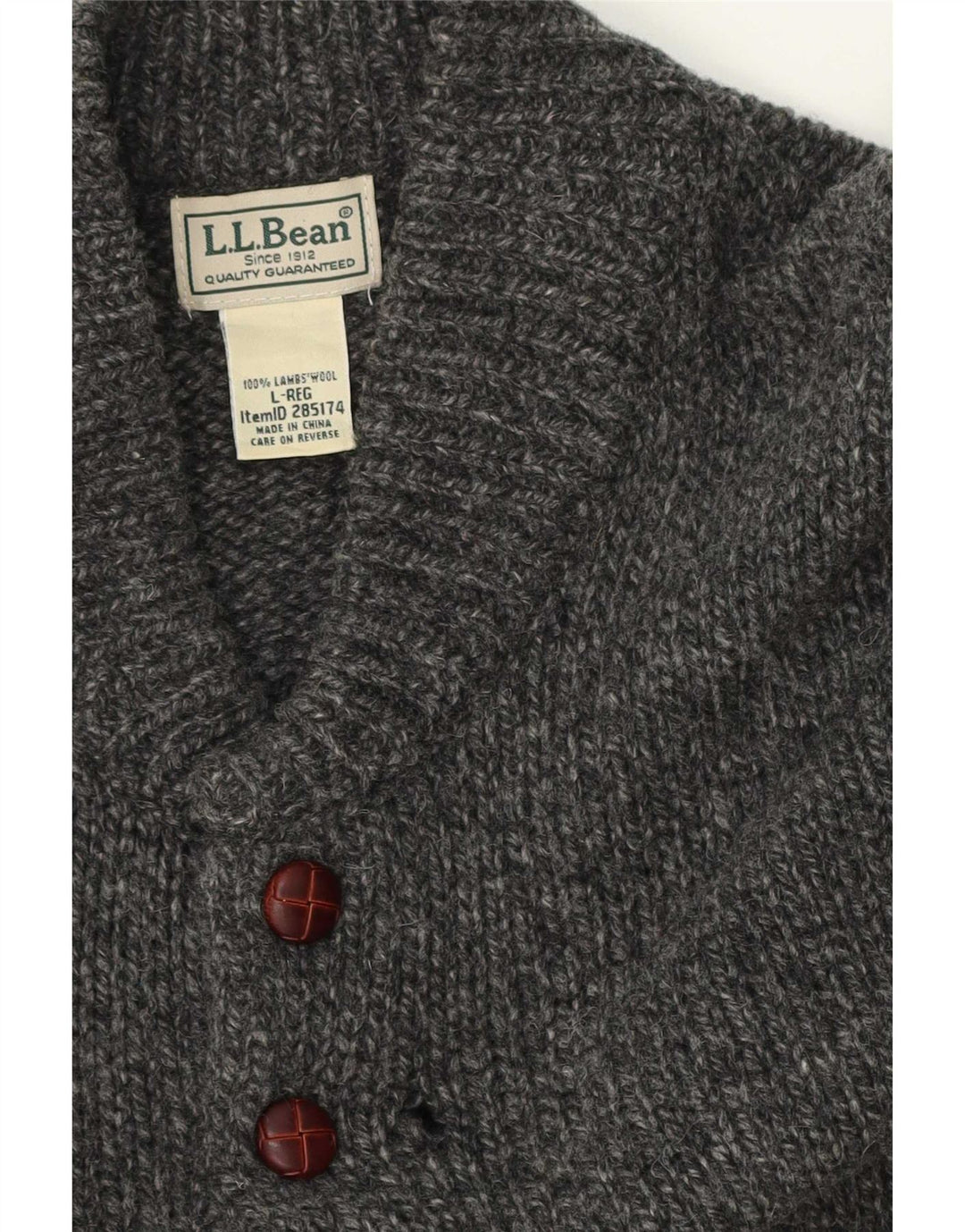 L.L.Bean muški džemper s dugmadima i ovratnikom Veliki sivi pulover od janjeće vune