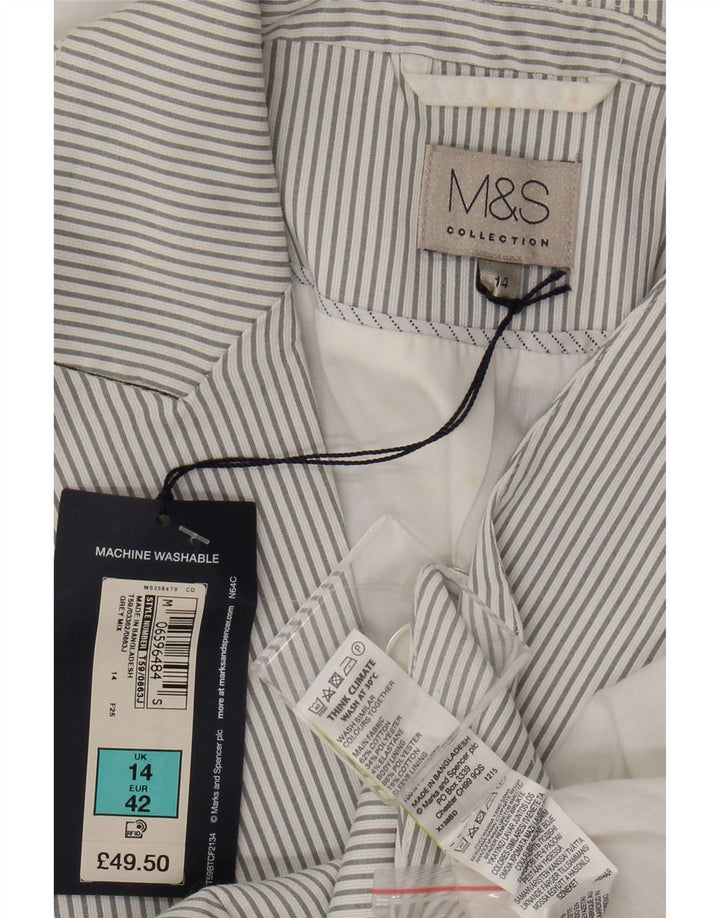 Marks & Spencer ženski sako s jednim gumbom UK 14 velike sive pruge