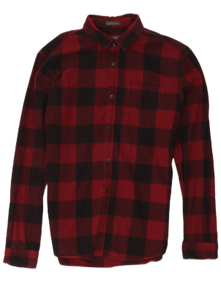 Jack & Jones muška flanelska košulja srednje crvene karirane pamučne boje