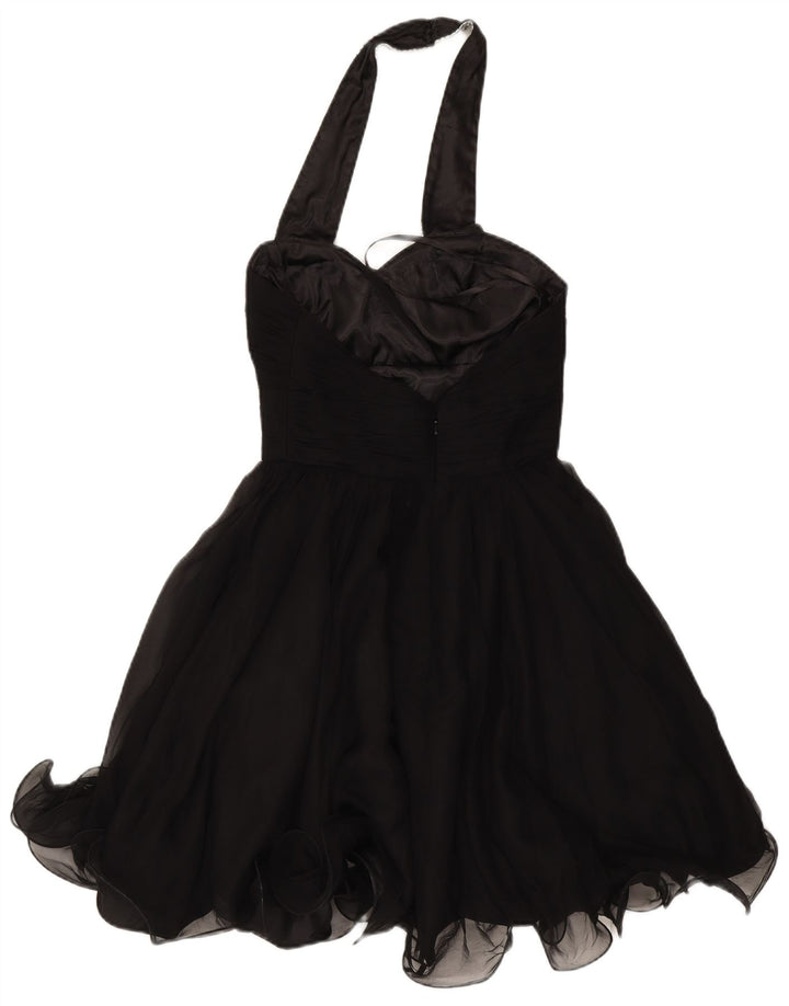 JOVANI Womens Halter Swing Dress US 4 Small Black Silk
