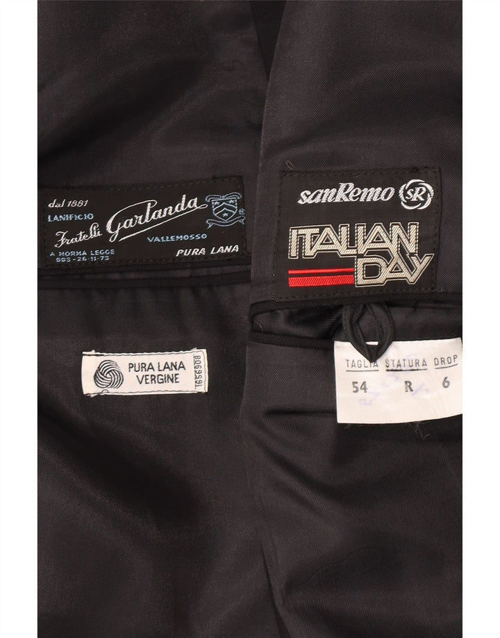 San Remo muška jakna sa 1 dugmetom IT 54 2XL klasična crna djevičanska vuna
