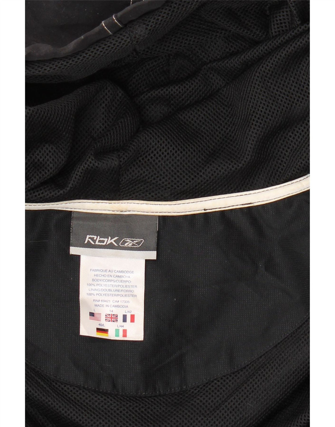 REEBOK ženska kišna jakna s kapuljačom UK 14 veliki crni poliester