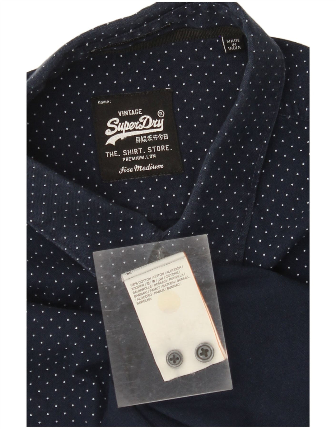 SUPERDRY muška košulja Srednje tamnoplavi pamuk na točkice