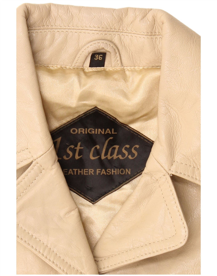 VINTAGE ženska kožna jakna sa 4 gumba IT 36 XS bež kožna