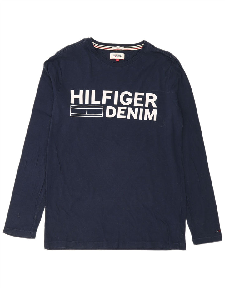 TOMMY HILFIGER Muška majica dugih rukava s grafikama, veliki tamnoplavi pamuk