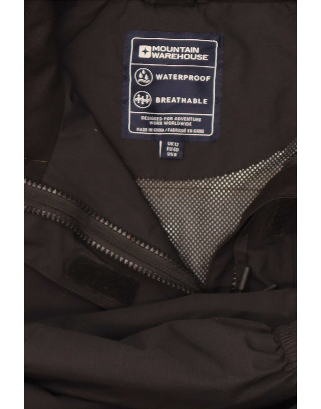 Mountain Warehouse Ženska kišna jakna s kapuljačom UK 12 Srednji crni poliester