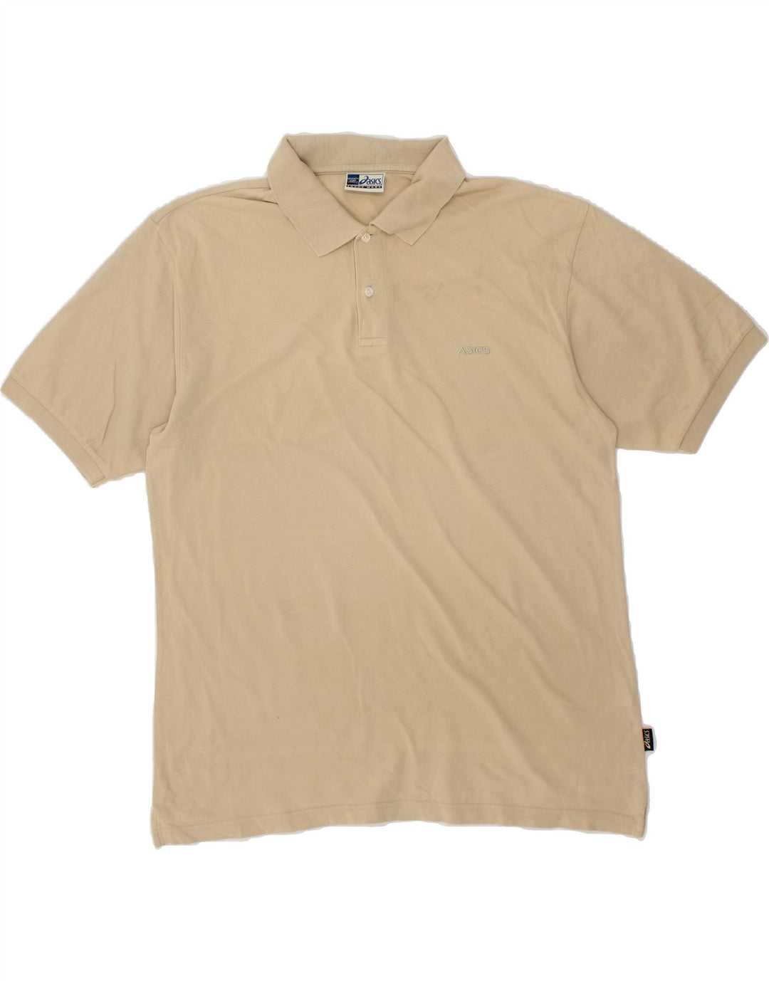 ASICS Mens Polo Shirt XL Beige Cotton Vintage Asics and Second-Hand Asics from Messina Hembry 
