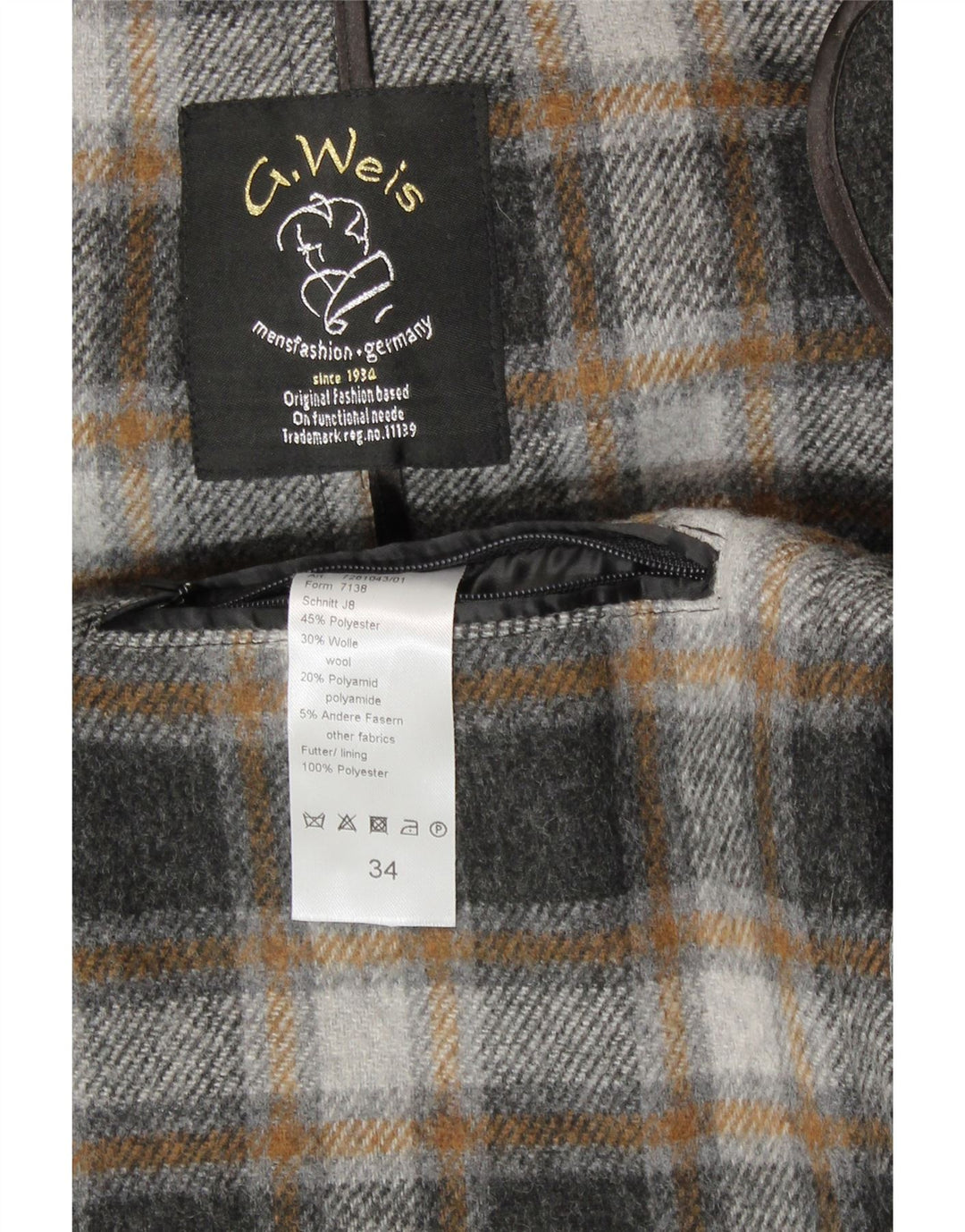 Vintage muški široki kaput s kapuljačom UK 50 4XL siva vuna