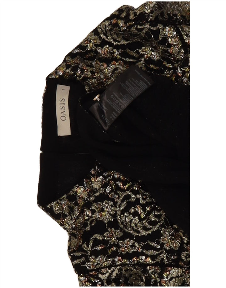 Oasis Top ženska bluza UK 10 Mala crna cvjetna viskoza