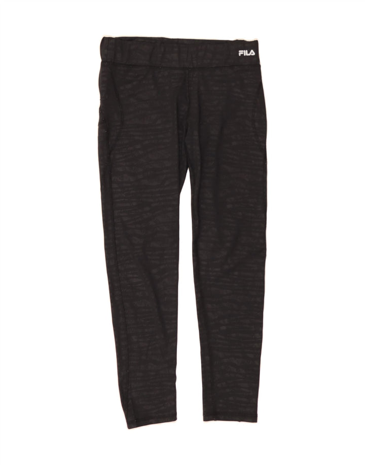 FILA Womens Leggings UK 12 Medium Black Striped Polyester Vintage Fila and Second-Hand Fila from Messina Hembry 