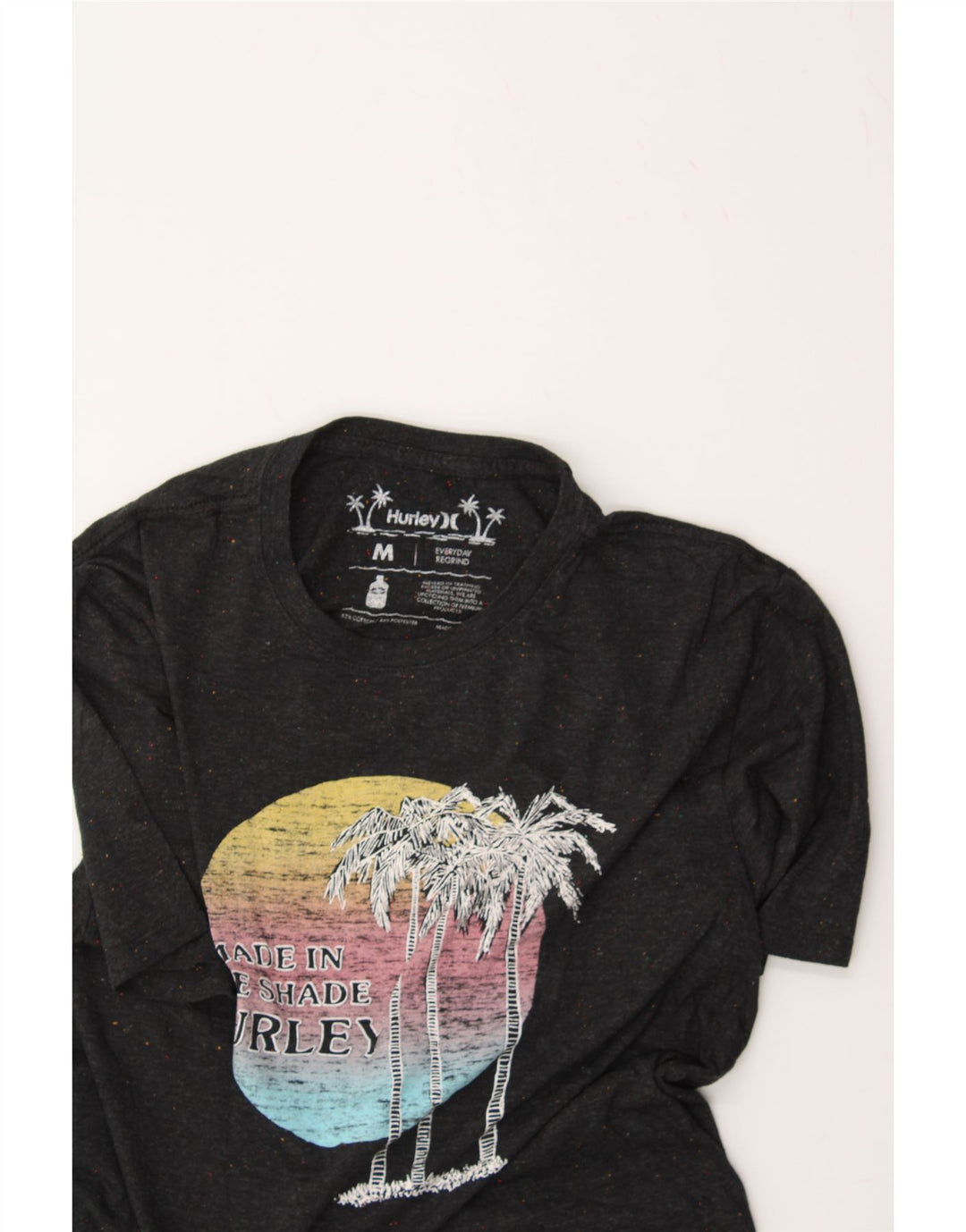 HURLEY Mens Graphic T-Shirt Top  Medium Black Flecked Cotton Vintage Hurley and Second-Hand Hurley from Messina Hembry 