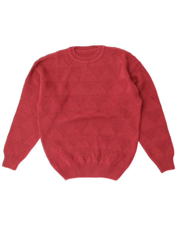 Vintage Mens Crew Neck Jumper Sweater IT 48/50 Medium Maroon Argyle/Diamond