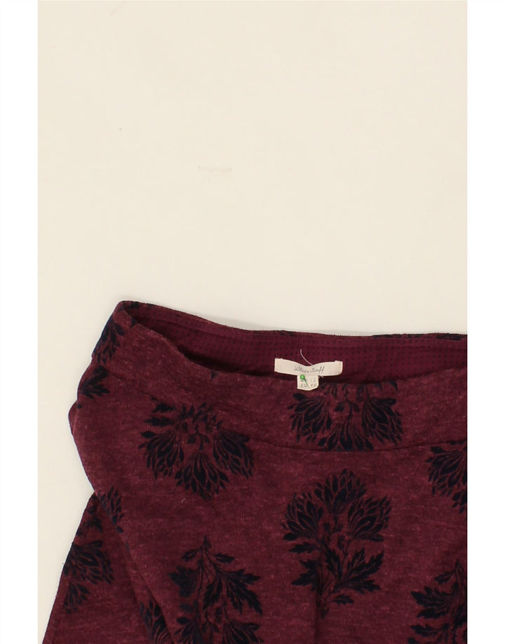 WHITE STUFF Womens A-Line Skirt UK 12 Medium W28 Maroon Floral Vintage White Stuff and Second-Hand White Stuff from Messina Hembry 