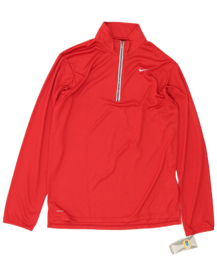 Nike Muška majica s izrezom i gornjim dijelom trenirke UK 39/41 srednje crvene boje od poliestera