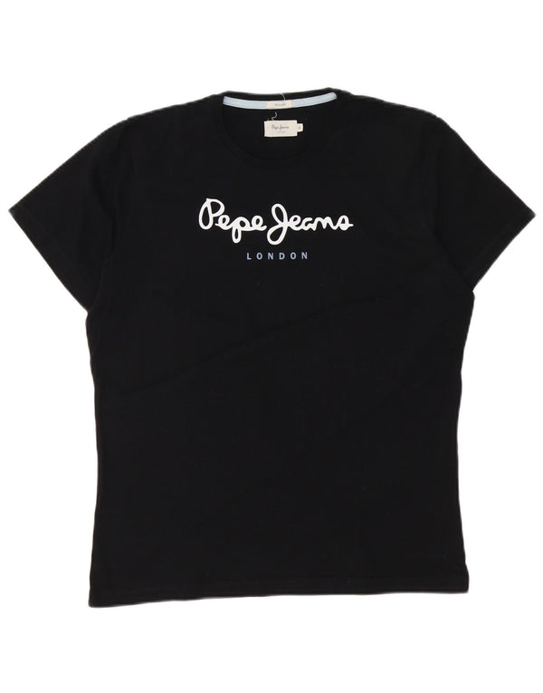 PEPE Jeans Ženska majica kratkih rukava s grafičkim motivima UK 14 Srednji crni pamuk