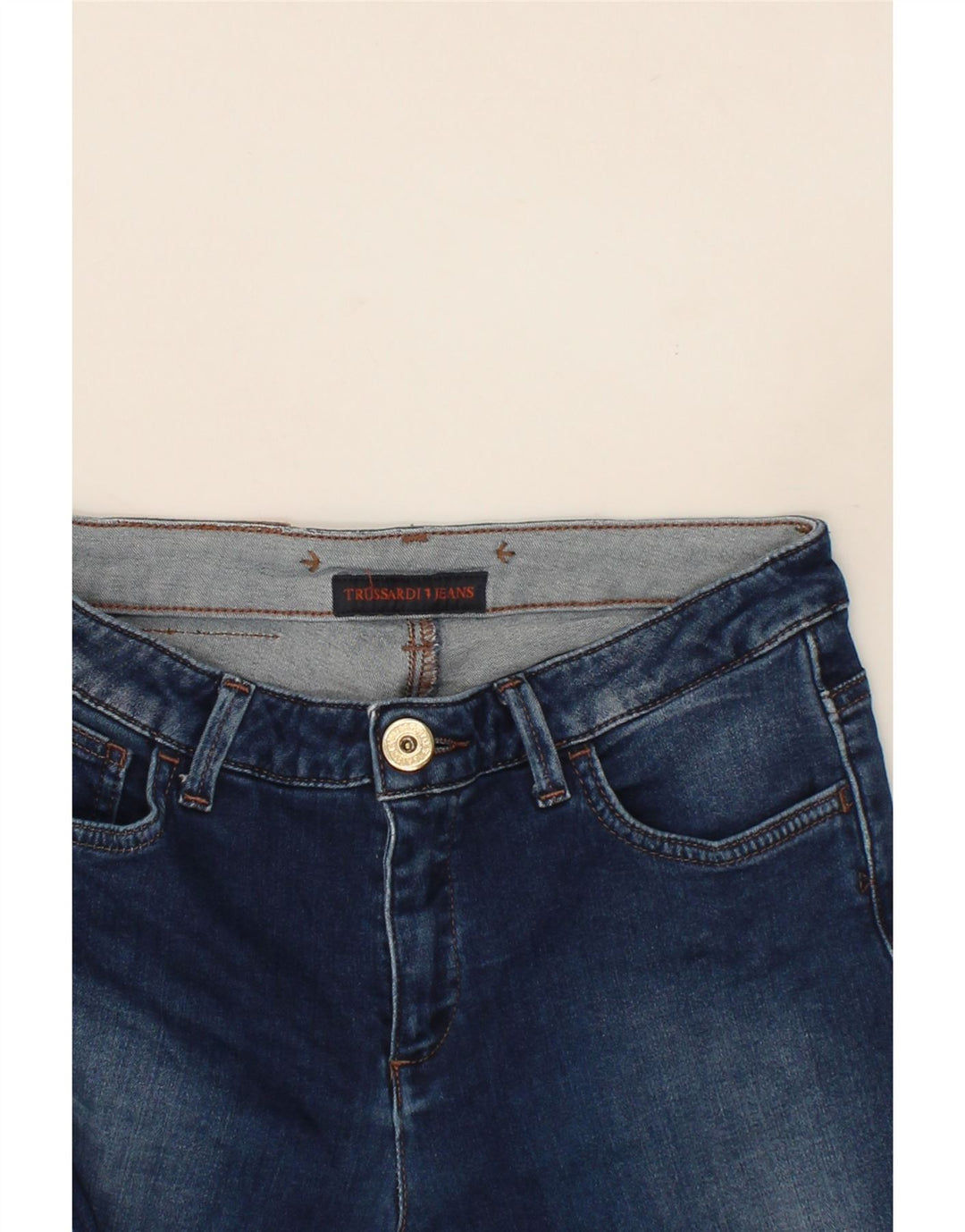 TRUSSARDI Womens Slim Jeans W26 L28 Navy Blue Vintage Trussardi and Second-Hand Trussardi from Messina Hembry 