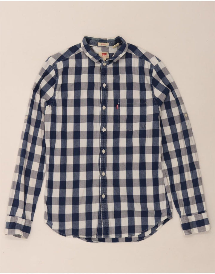 Levi's muška uska košulja, mala tamnoplava pamuk od ginghama