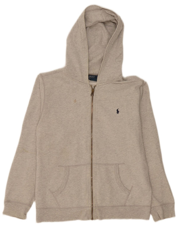 Polo Ralph Lauren dječački pulover s kapuljačom s patentnim zatvaračem 15-16 godina XL sivi s flekama