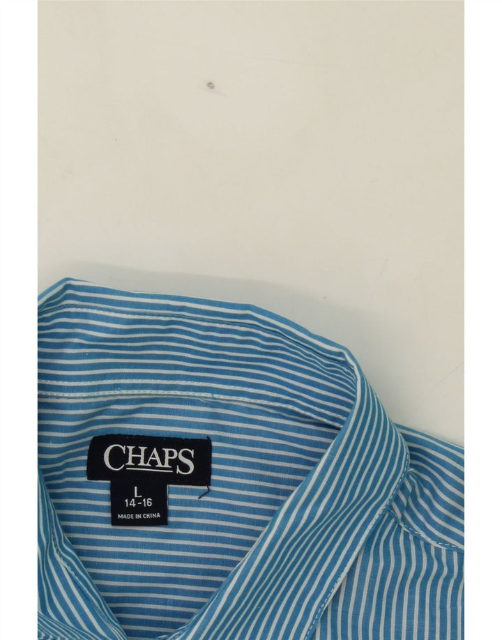 CHAPS Boys Shirt 14-15 Years Large  Blue Pinstripe Cotton Vintage Chaps and Second-Hand Chaps from Messina Hembry 