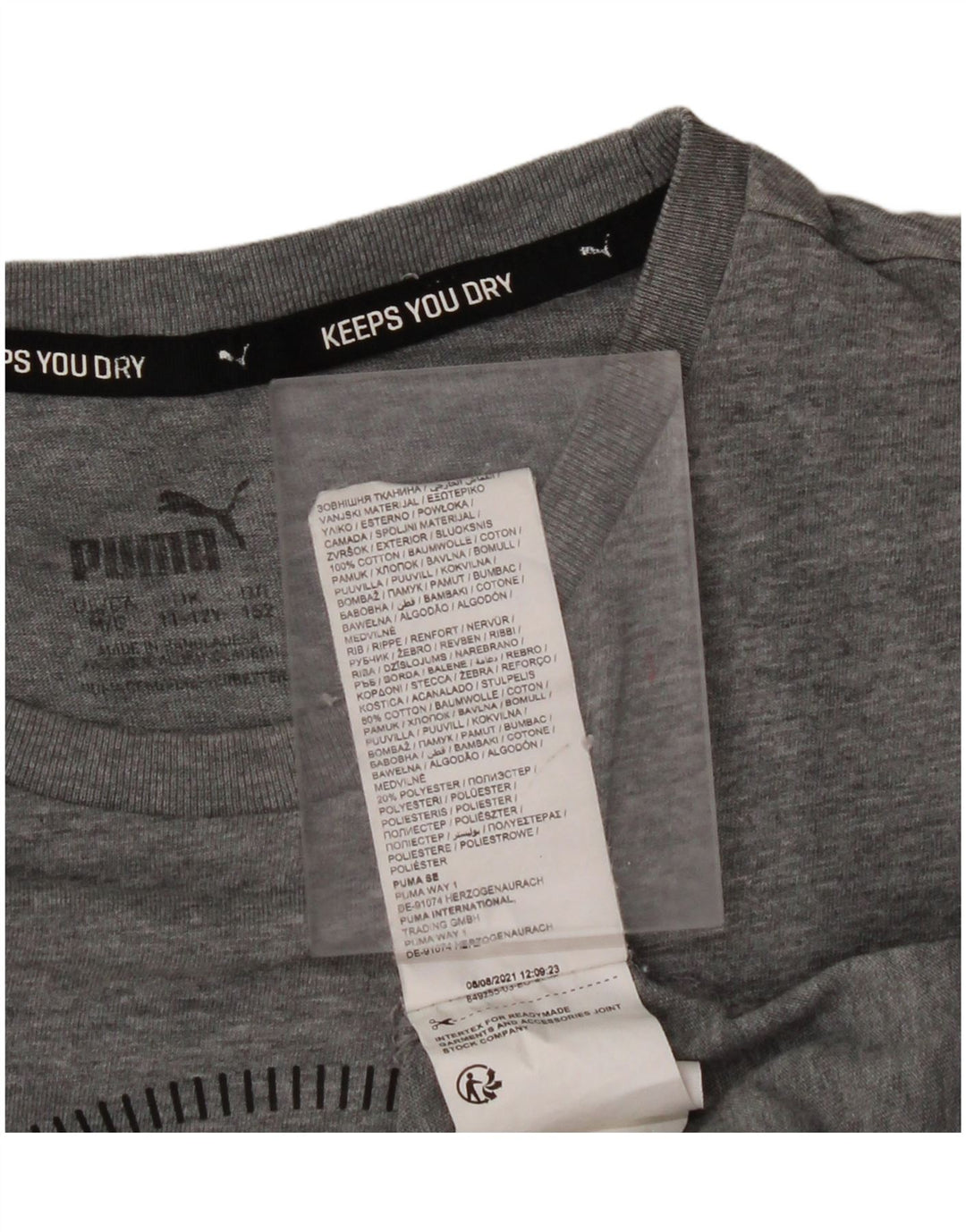 PUMA Boys Graphic T-Shirt Top 11-12 Years Grey Pamuk