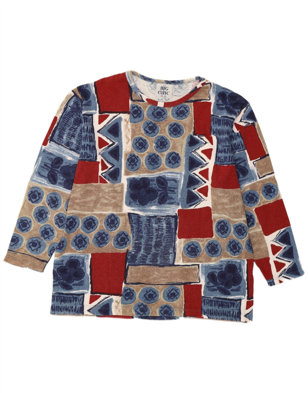 Vintage ženska majica dugih rukava EU 44/46 XL Raznobojni patchwork