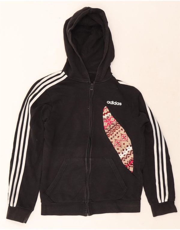 Adidas ženski pulover s kapuljačom s patentnim zatvaračem UK 10 Small Black Fair Isle Cotton