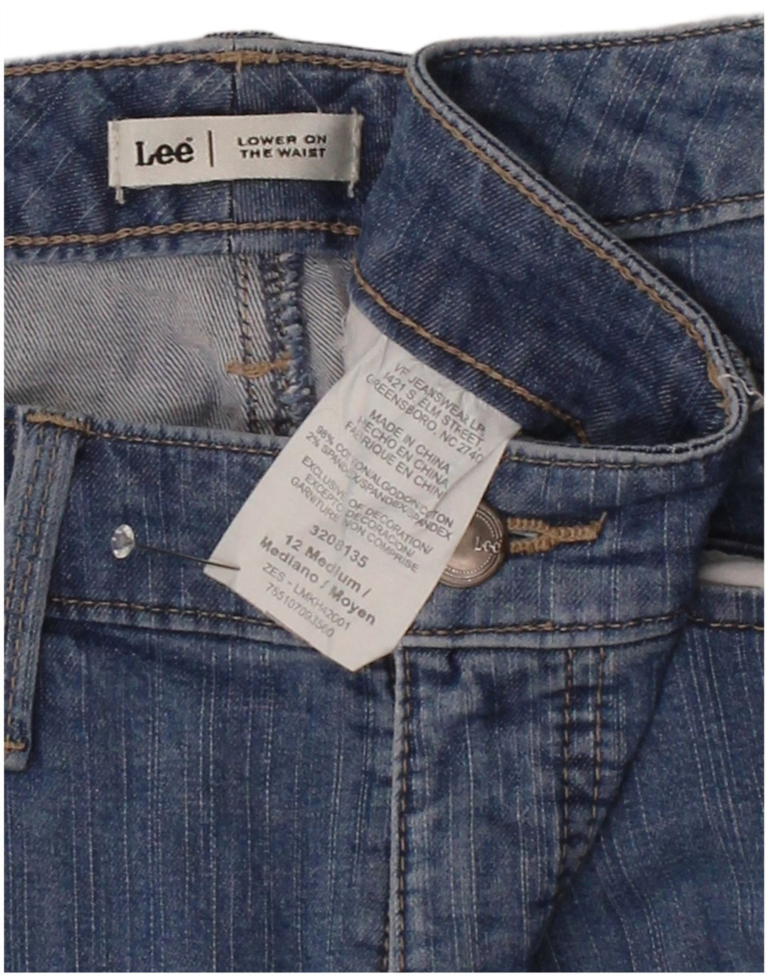 LEE Womens Loose Fit Capri Jeans US 12 Large W34 L20 Blue Cotton