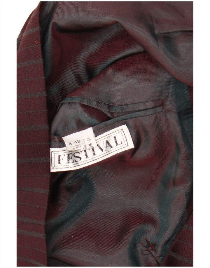 Vintage ženski blejzer sako s dvorednim kopčanjem IT 48 XL na pruge tamnocrvene boje