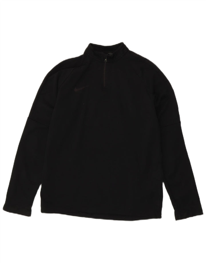 Nike Boys Dri Fit Zip Neck Pulover Top Trenirka 13-14 Years XL Black