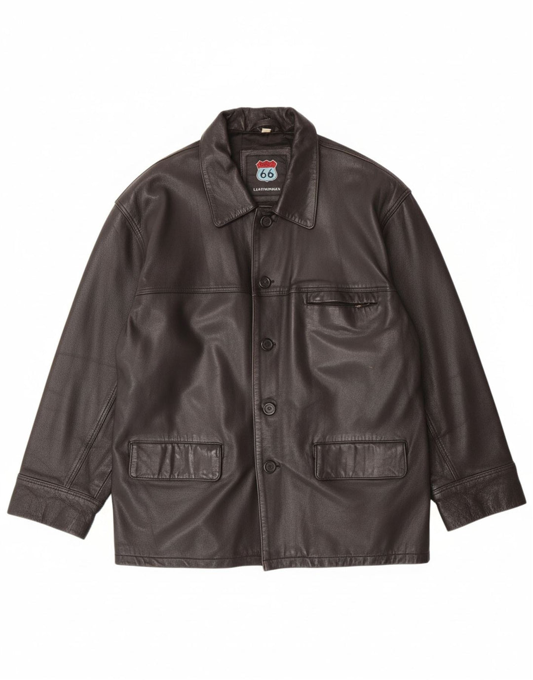 ROUTE 66 Mens Leather Jacket UK 42 XL Black Leather