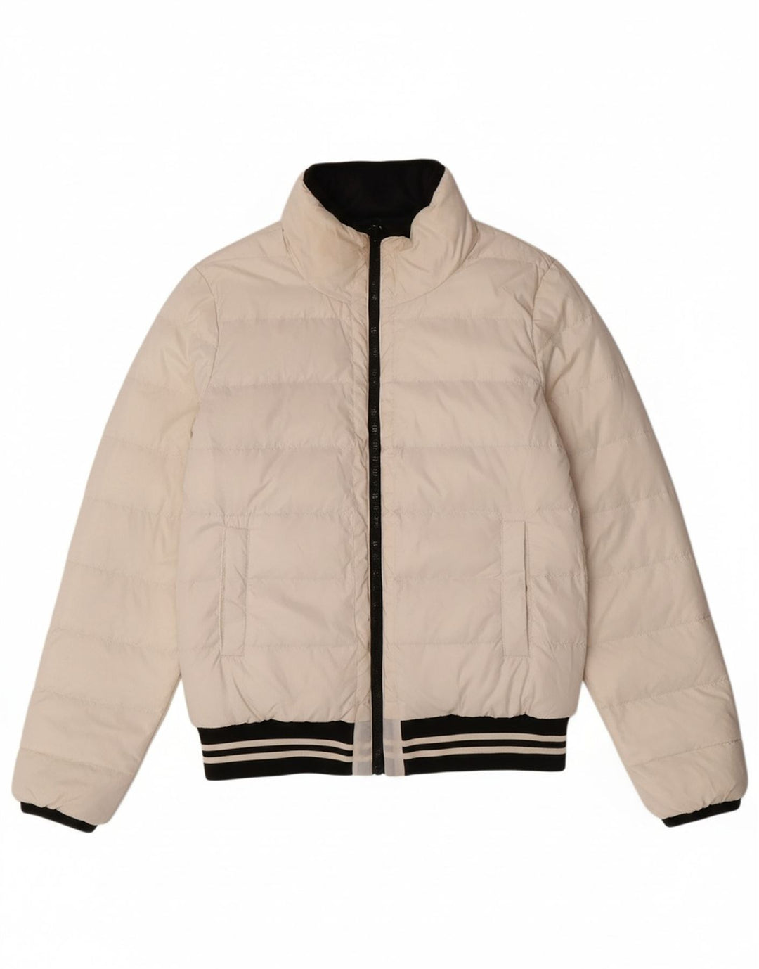 BENETTON Womens Oversized Reversible Jacket UK 10 Small  White Colourblock