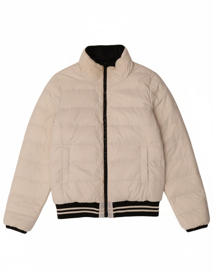BENETTON Womens Oversized Reversible Jacket UK 10 Small  White Colourblock